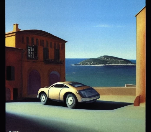 51117-1992-italian city, landscape, edward hooper, car, realistic, brochure, ads, quattroruote, sardegna, philosophy, loneliness.webp